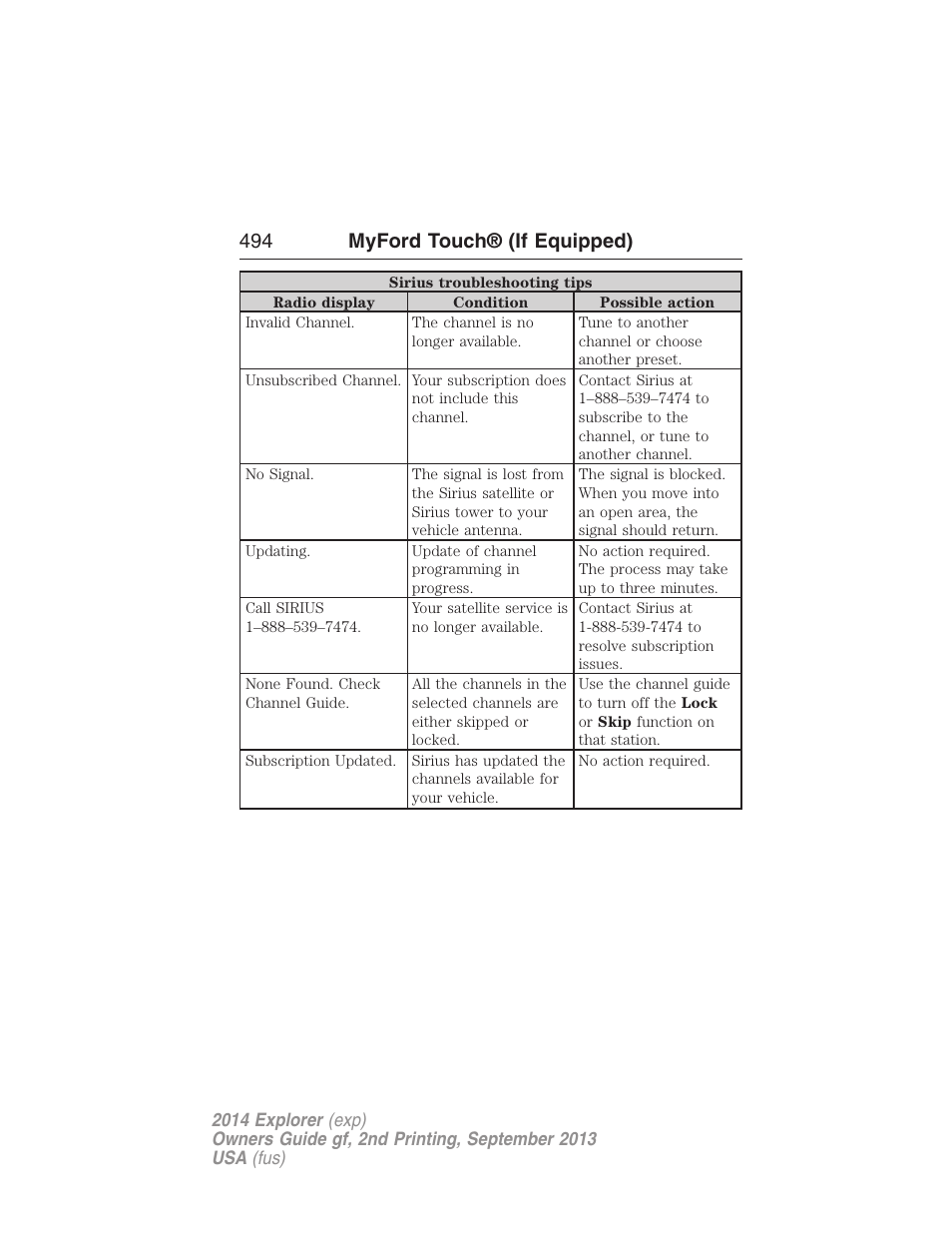 494 myford touch® (if equipped) | FORD 2014 Explorer v.2 User Manual | Page 496 / 593