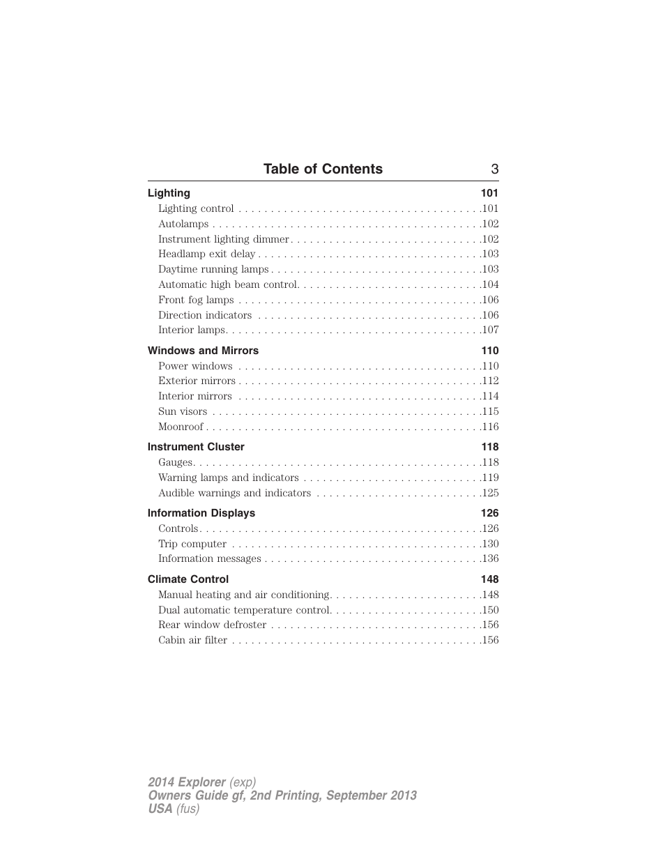 Table of contents 3 | FORD 2014 Explorer v.2 User Manual | Page 5 / 593