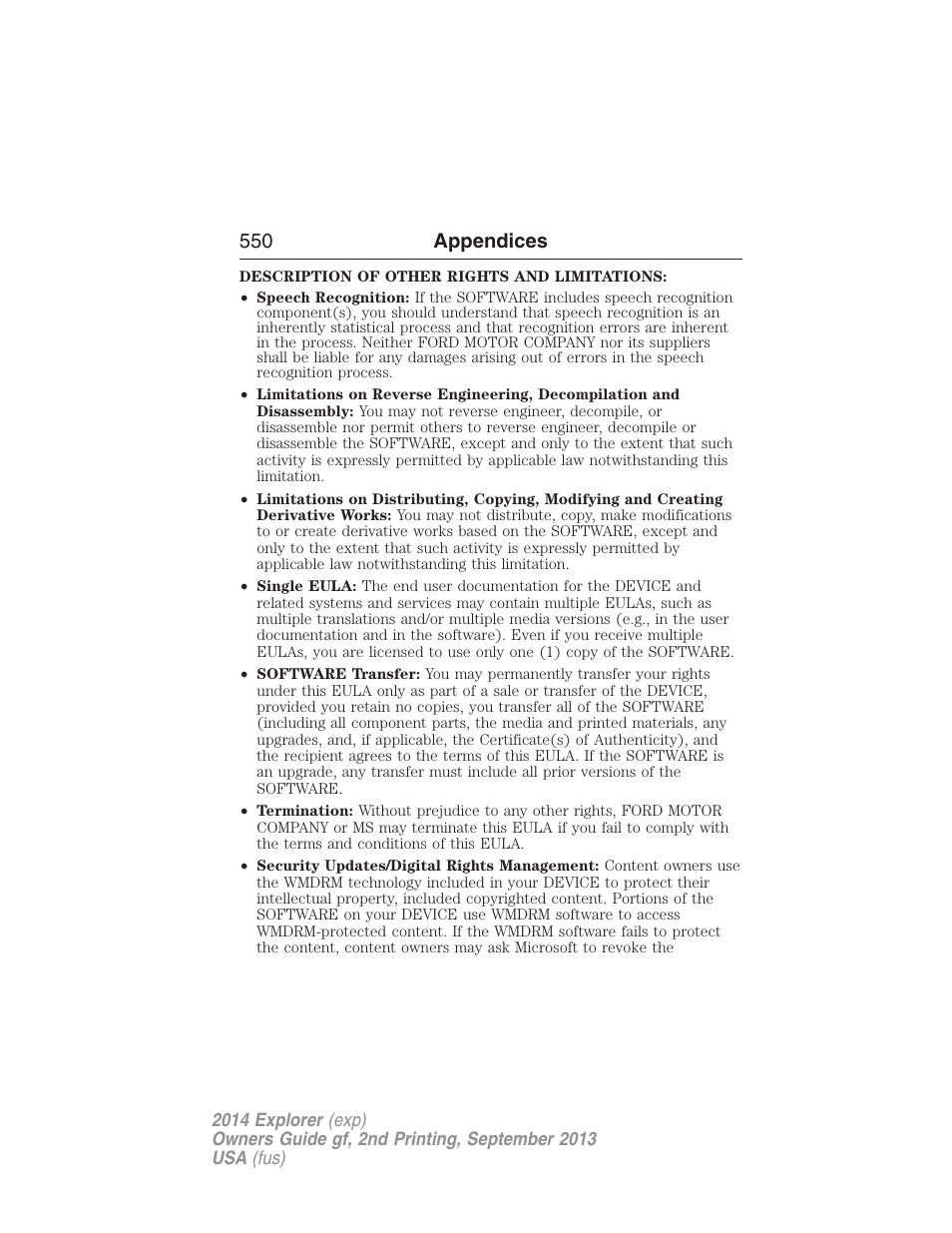 550 appendices | FORD 2014 Explorer v.2 User Manual | Page 552 / 593