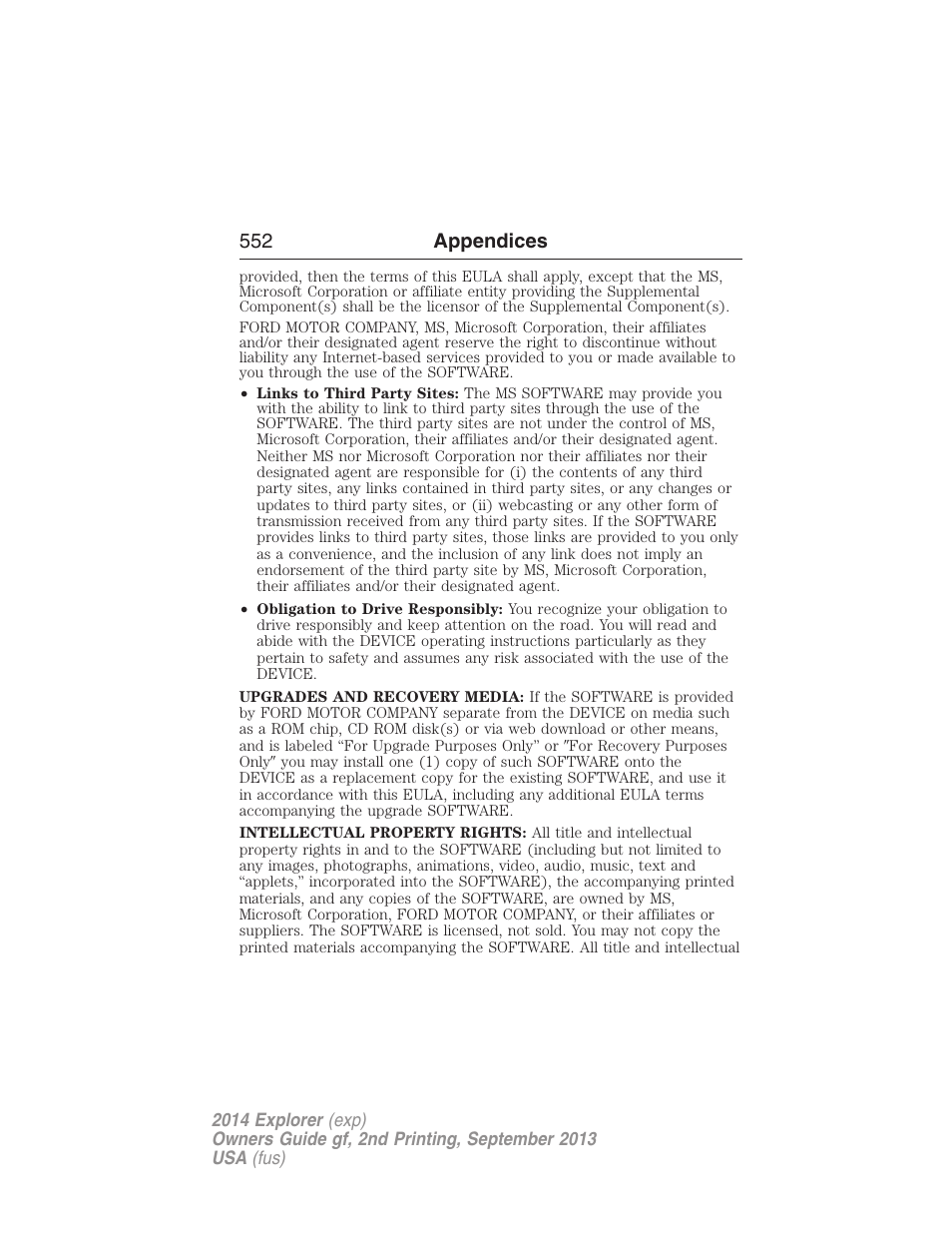 552 appendices | FORD 2014 Explorer v.2 User Manual | Page 554 / 593