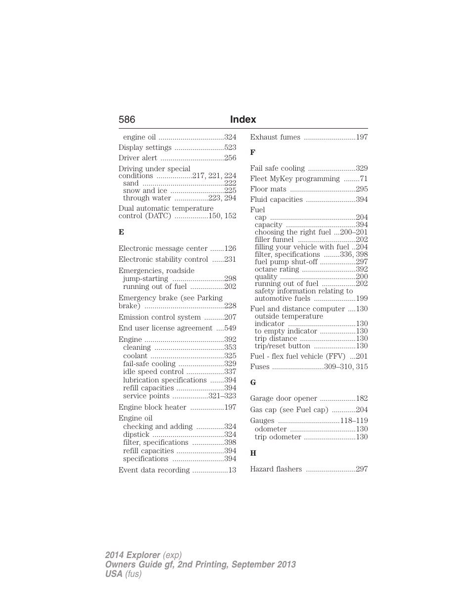 586 index | FORD 2014 Explorer v.2 User Manual | Page 588 / 593