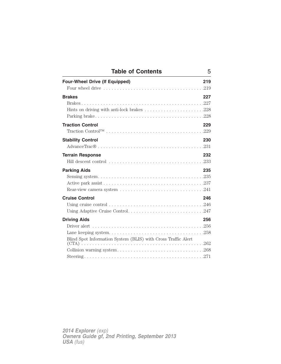 Table of contents 5 | FORD 2014 Explorer v.2 User Manual | Page 7 / 593