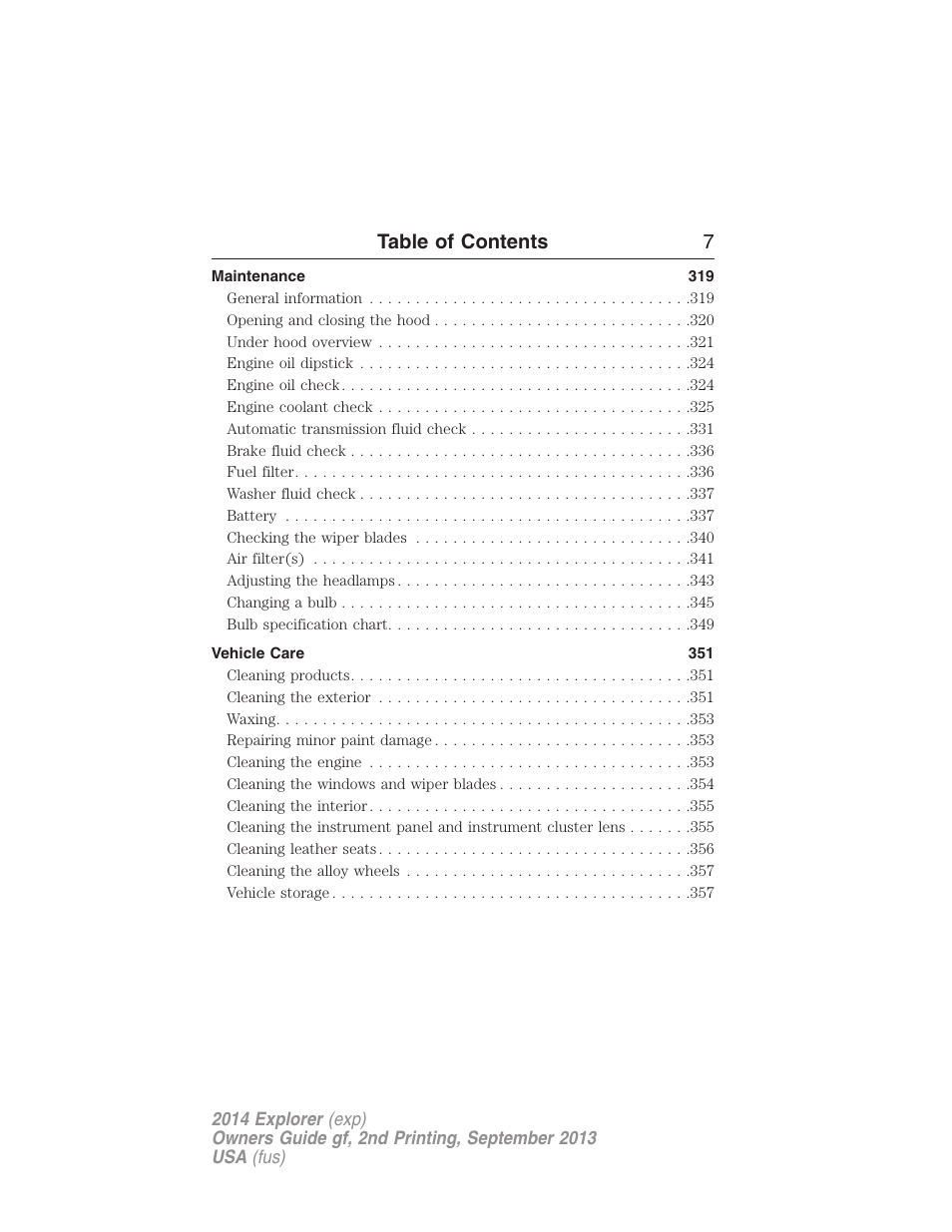 Table of contents 7 | FORD 2014 Explorer v.2 User Manual | Page 9 / 593