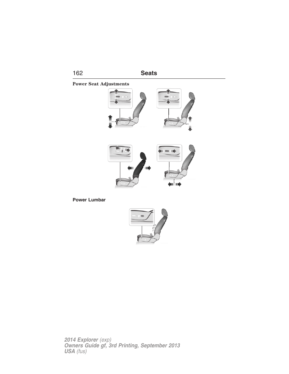 Power lumbar | FORD 2014 Explorer v.3 User Manual | Page 163 / 593