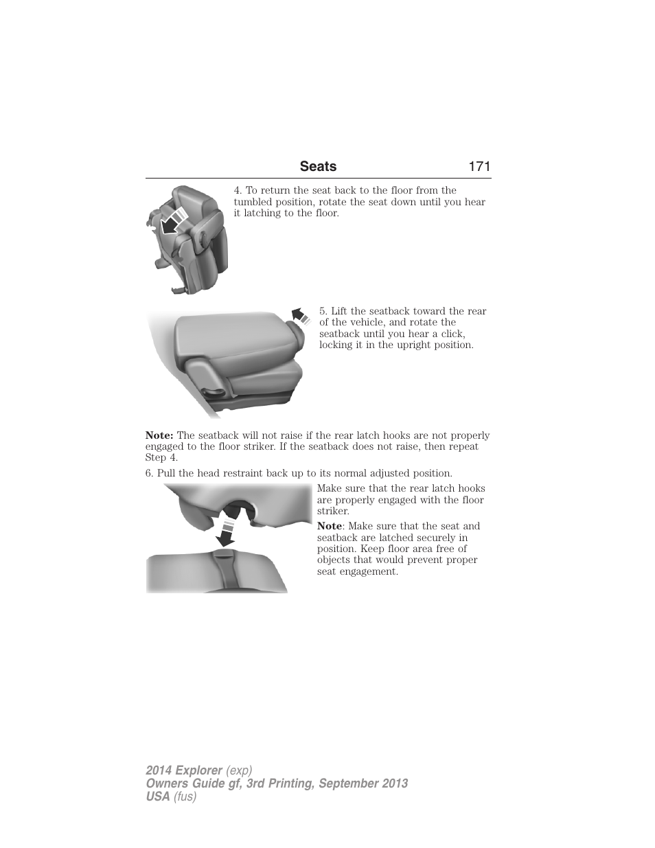 Seats 171 | FORD 2014 Explorer v.3 User Manual | Page 172 / 593