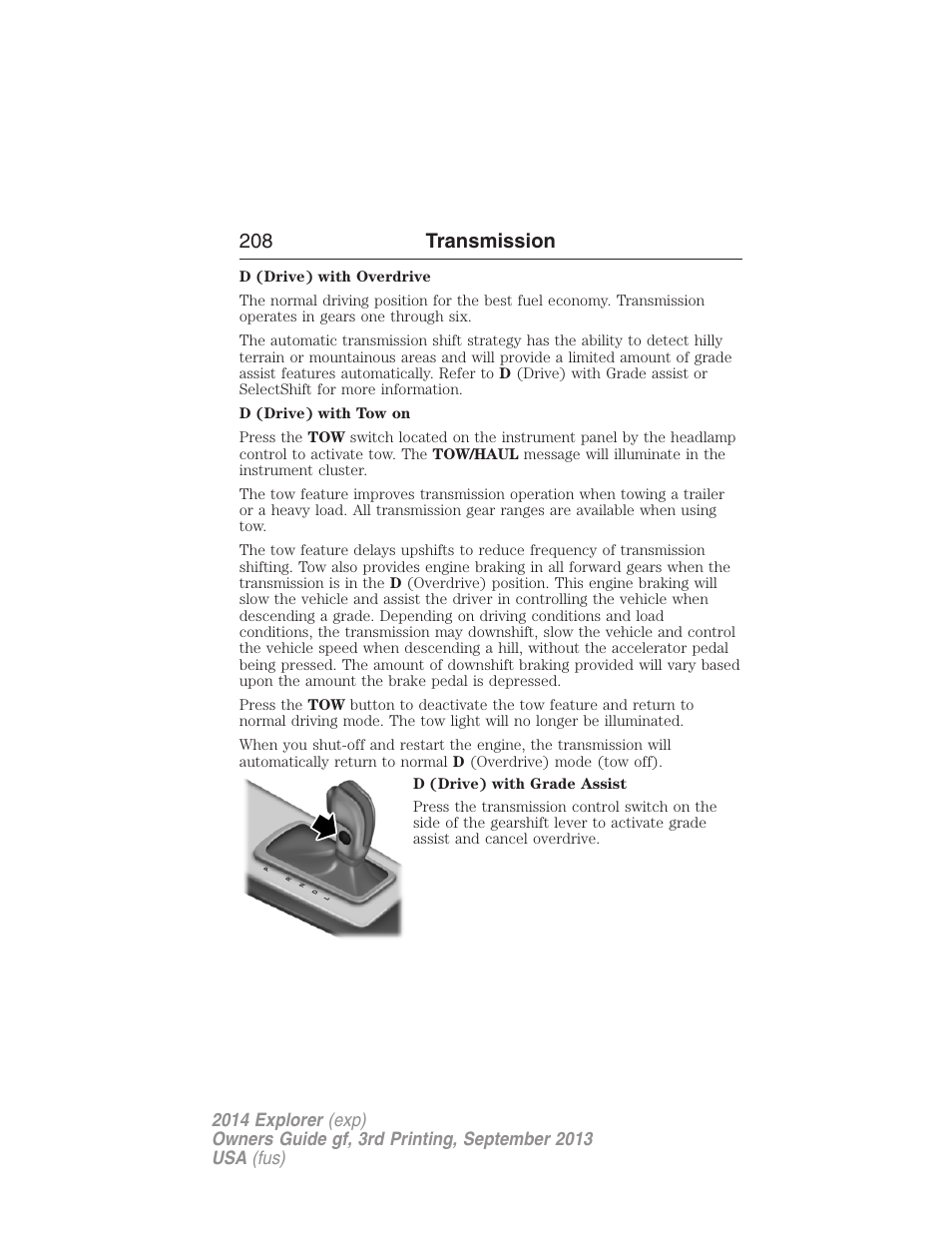 208 transmission | FORD 2014 Explorer v.3 User Manual | Page 209 / 593