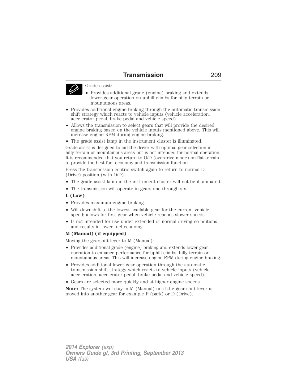 Transmission 209 | FORD 2014 Explorer v.3 User Manual | Page 210 / 593