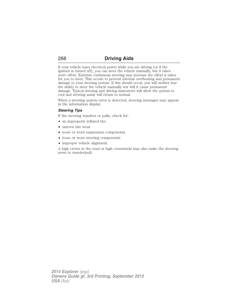 Steering tips | FORD 2014 Explorer v.3 User Manual | Page 269 / 593