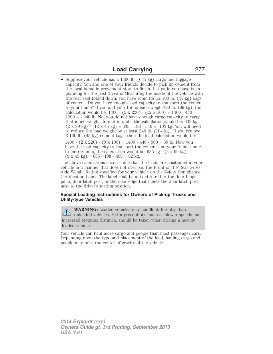 Load carrying 277 | FORD 2014 Explorer v.3 User Manual | Page 278 / 593