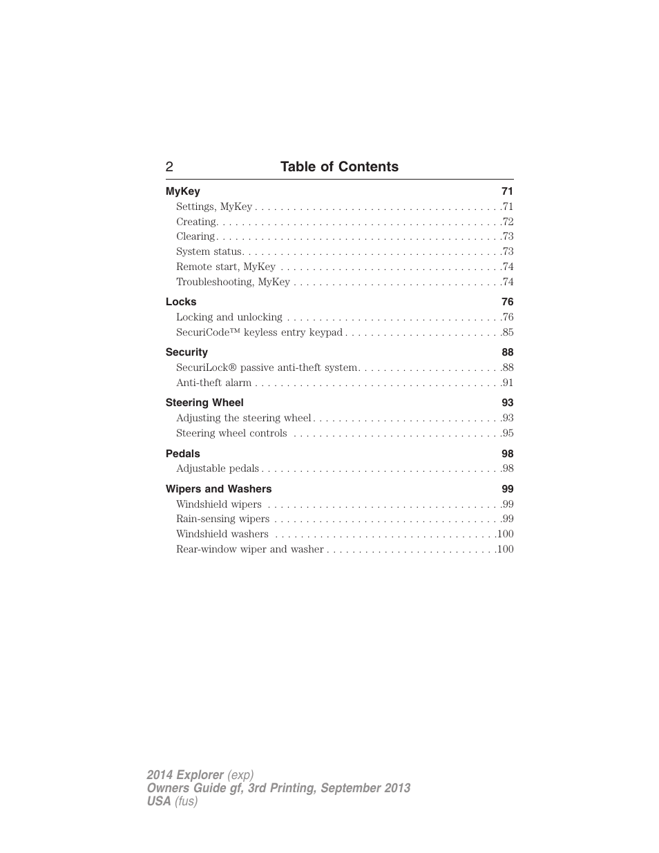 2table of contents | FORD 2014 Explorer v.3 User Manual | Page 3 / 593