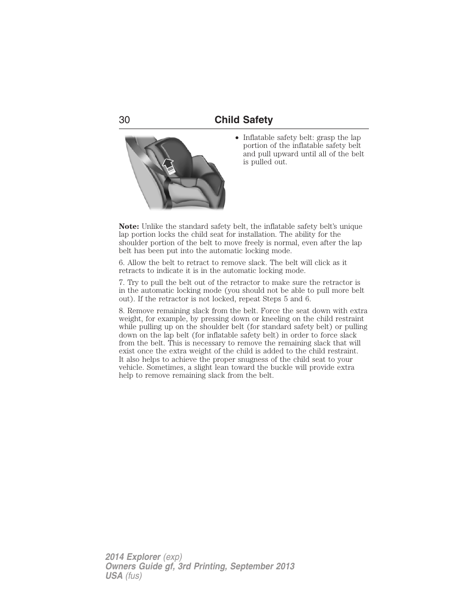 30 child safety | FORD 2014 Explorer v.3 User Manual | Page 31 / 593
