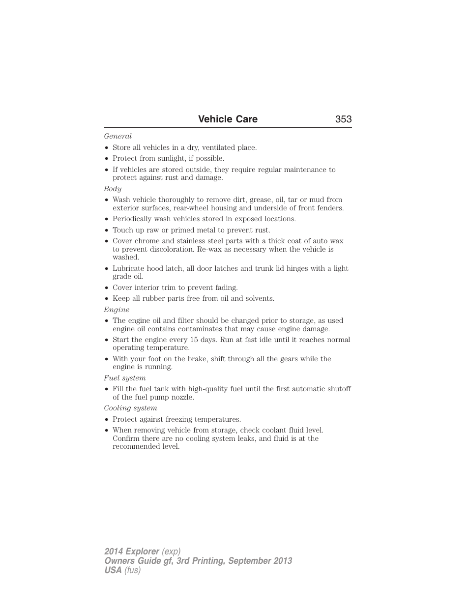 Vehicle care 353 | FORD 2014 Explorer v.3 User Manual | Page 354 / 593