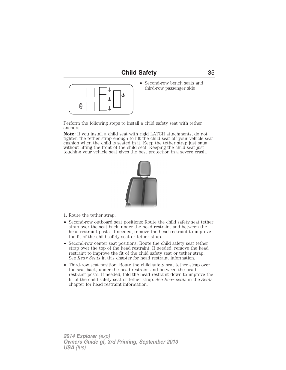 Child safety 35 | FORD 2014 Explorer v.3 User Manual | Page 36 / 593