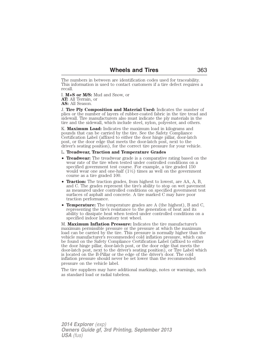 Wheels and tires 363 | FORD 2014 Explorer v.3 User Manual | Page 364 / 593