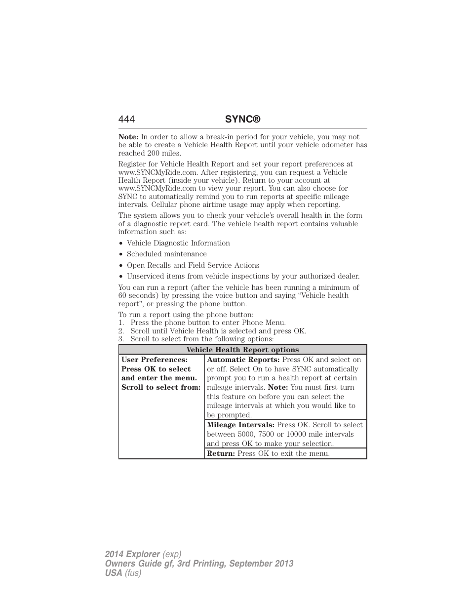 444 sync | FORD 2014 Explorer v.3 User Manual | Page 445 / 593