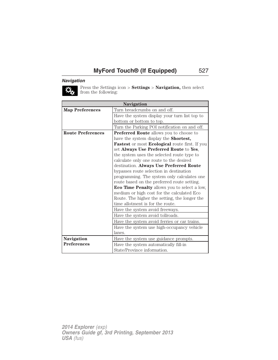 Navigation, Myford touch® (if equipped) 527 | FORD 2014 Explorer v.3 User Manual | Page 528 / 593