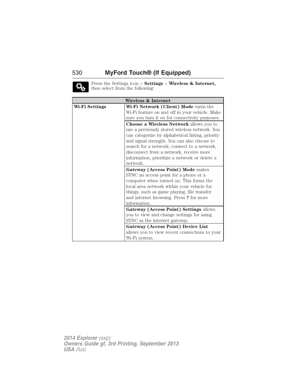 530 myford touch® (if equipped) | FORD 2014 Explorer v.3 User Manual | Page 531 / 593