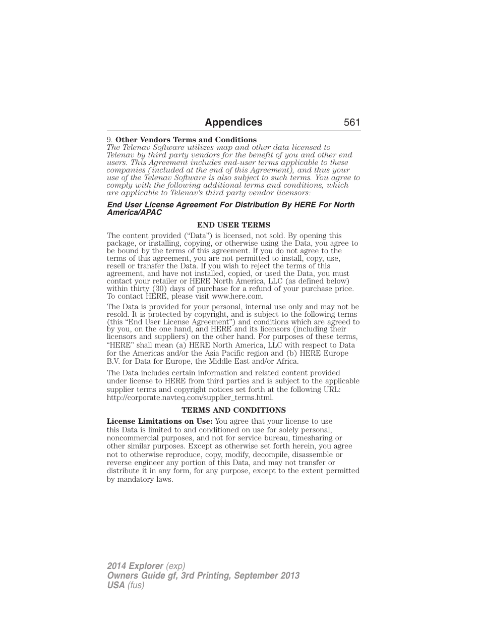 Appendices 561 | FORD 2014 Explorer v.3 User Manual | Page 562 / 593