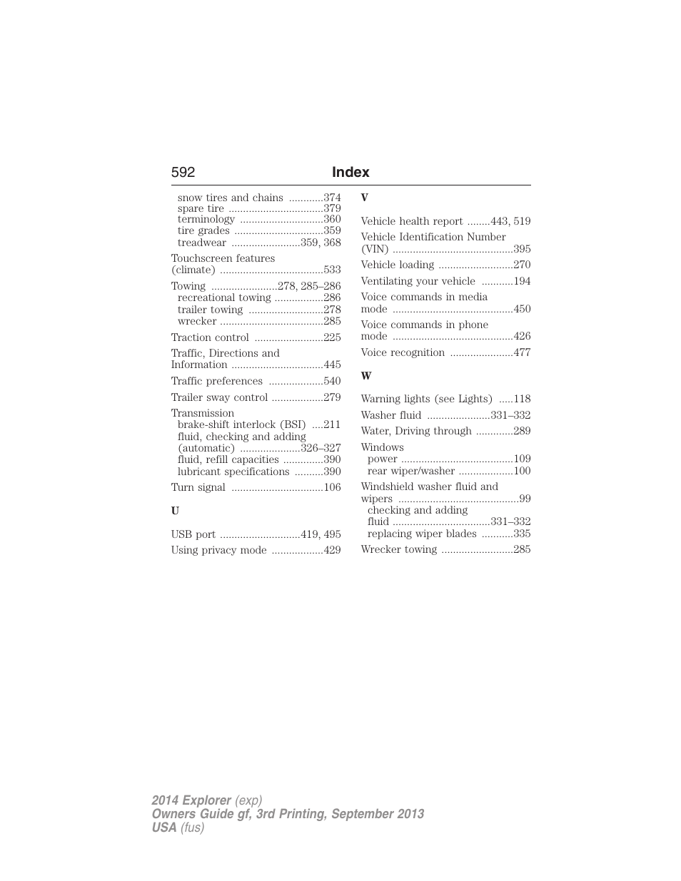 592 index | FORD 2014 Explorer v.3 User Manual | Page 593 / 593