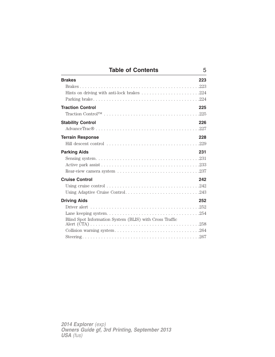 Table of contents 5 | FORD 2014 Explorer v.3 User Manual | Page 6 / 593