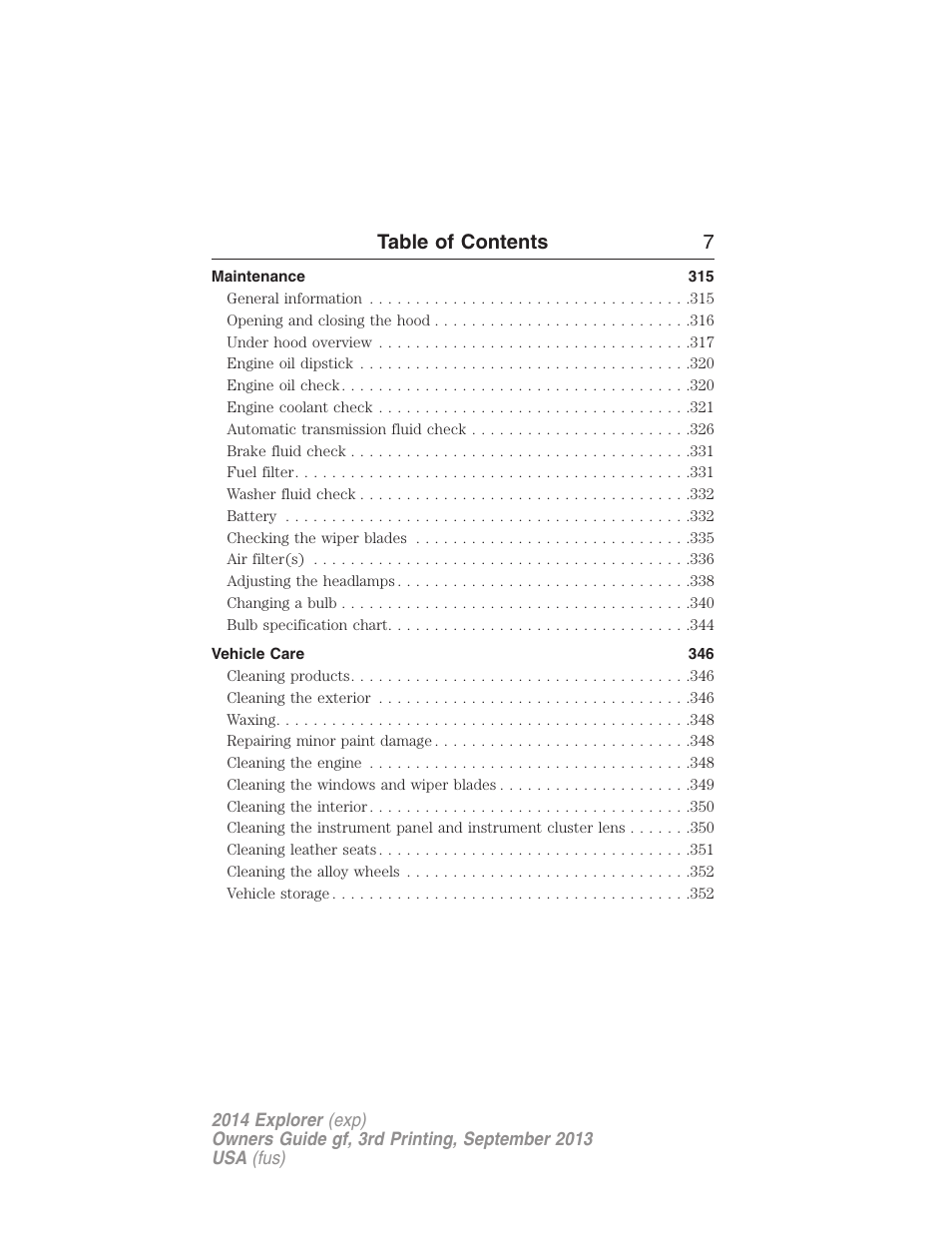 Table of contents 7 | FORD 2014 Explorer v.3 User Manual | Page 8 / 593