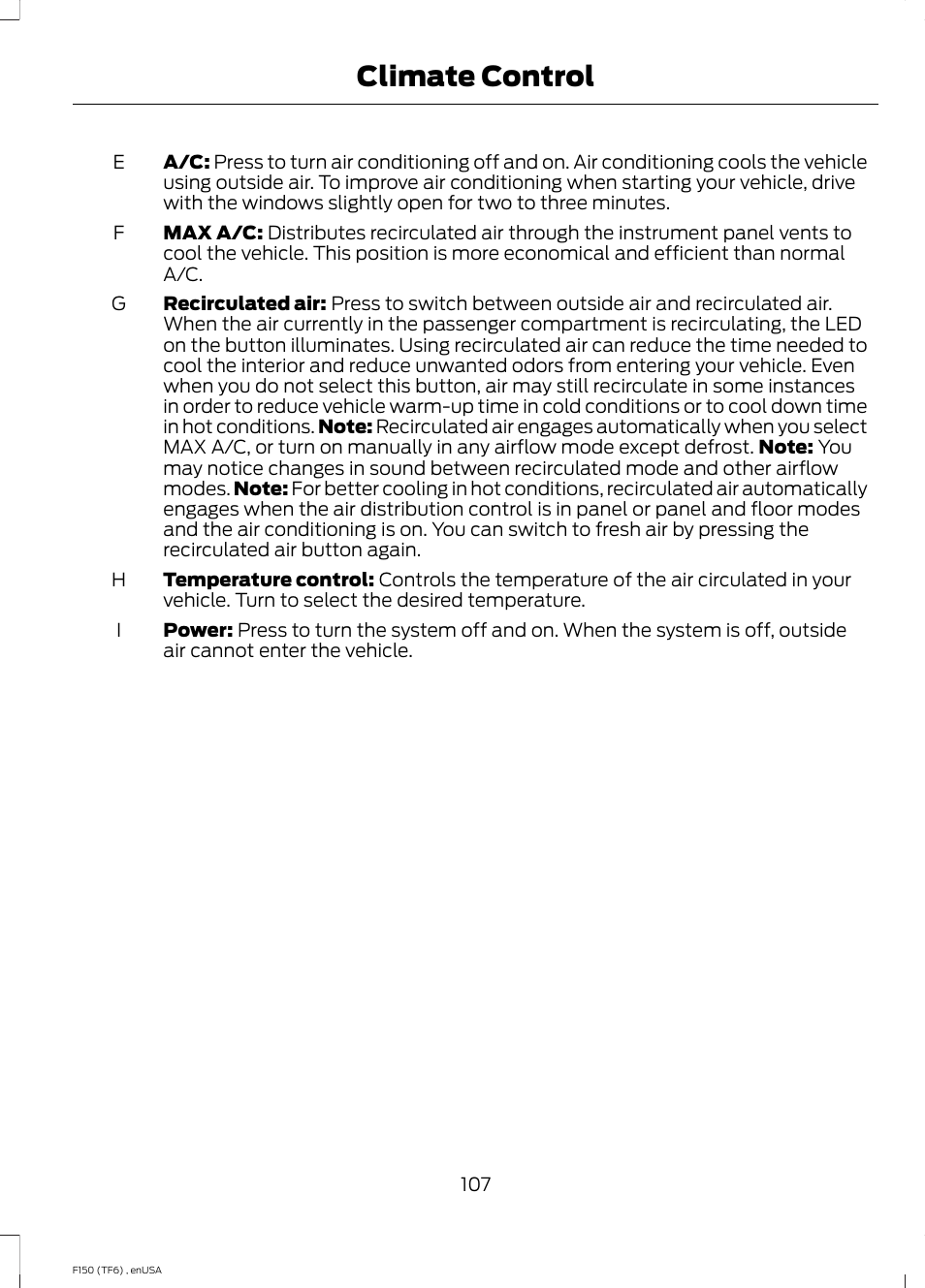 Climate control | FORD 2014 F-150 Raptor v.2 User Manual | Page 110 / 470