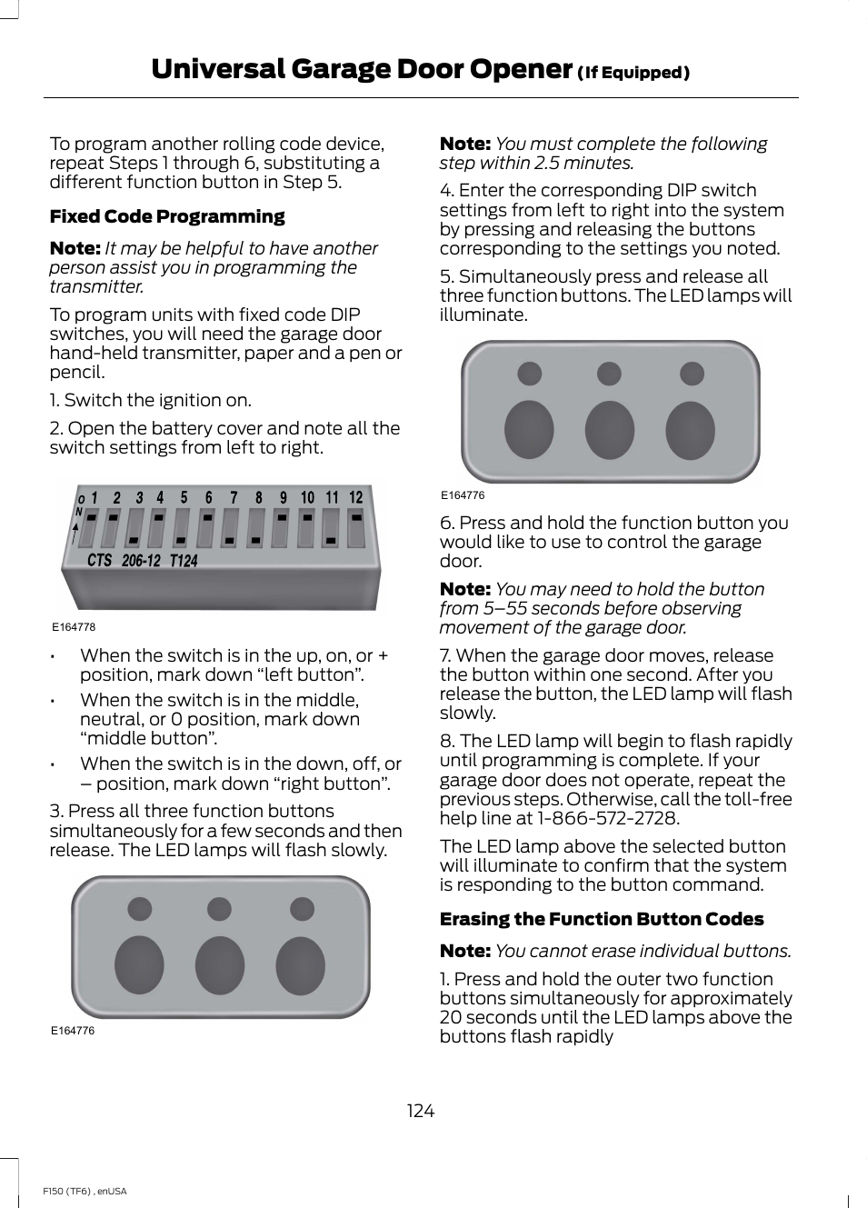 Universal garage door opener | FORD 2014 F-150 Raptor v.2 User Manual | Page 127 / 470