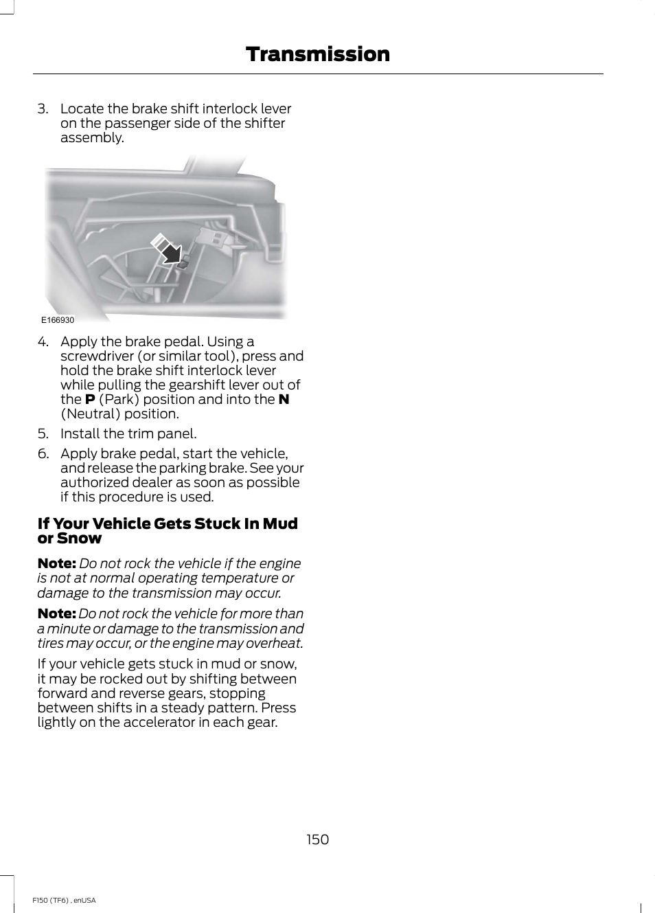 Transmission | FORD 2014 F-150 Raptor v.2 User Manual | Page 153 / 470