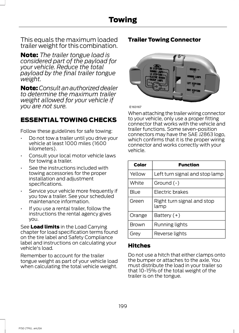 Essential towing checks, Towing | FORD 2014 F-150 Raptor v.2 User Manual | Page 202 / 470