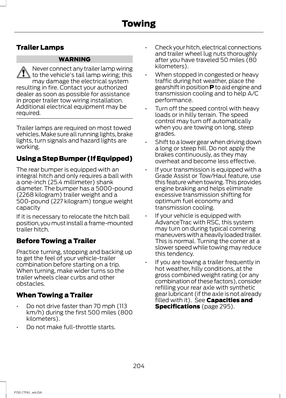 Towing | FORD 2014 F-150 Raptor v.2 User Manual | Page 207 / 470