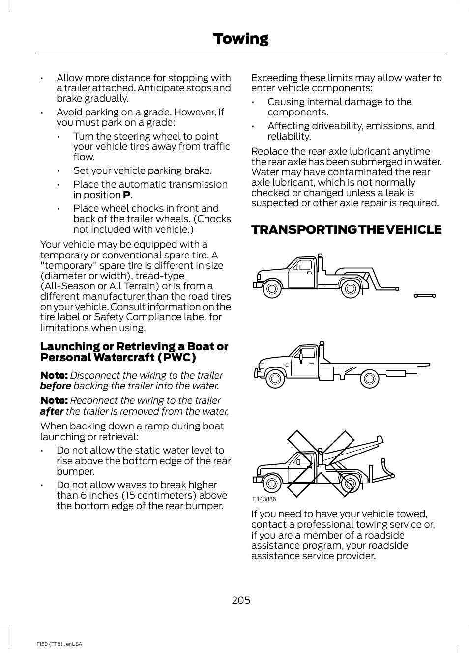 Transporting the vehicle, Towing | FORD 2014 F-150 Raptor v.2 User Manual | Page 208 / 470