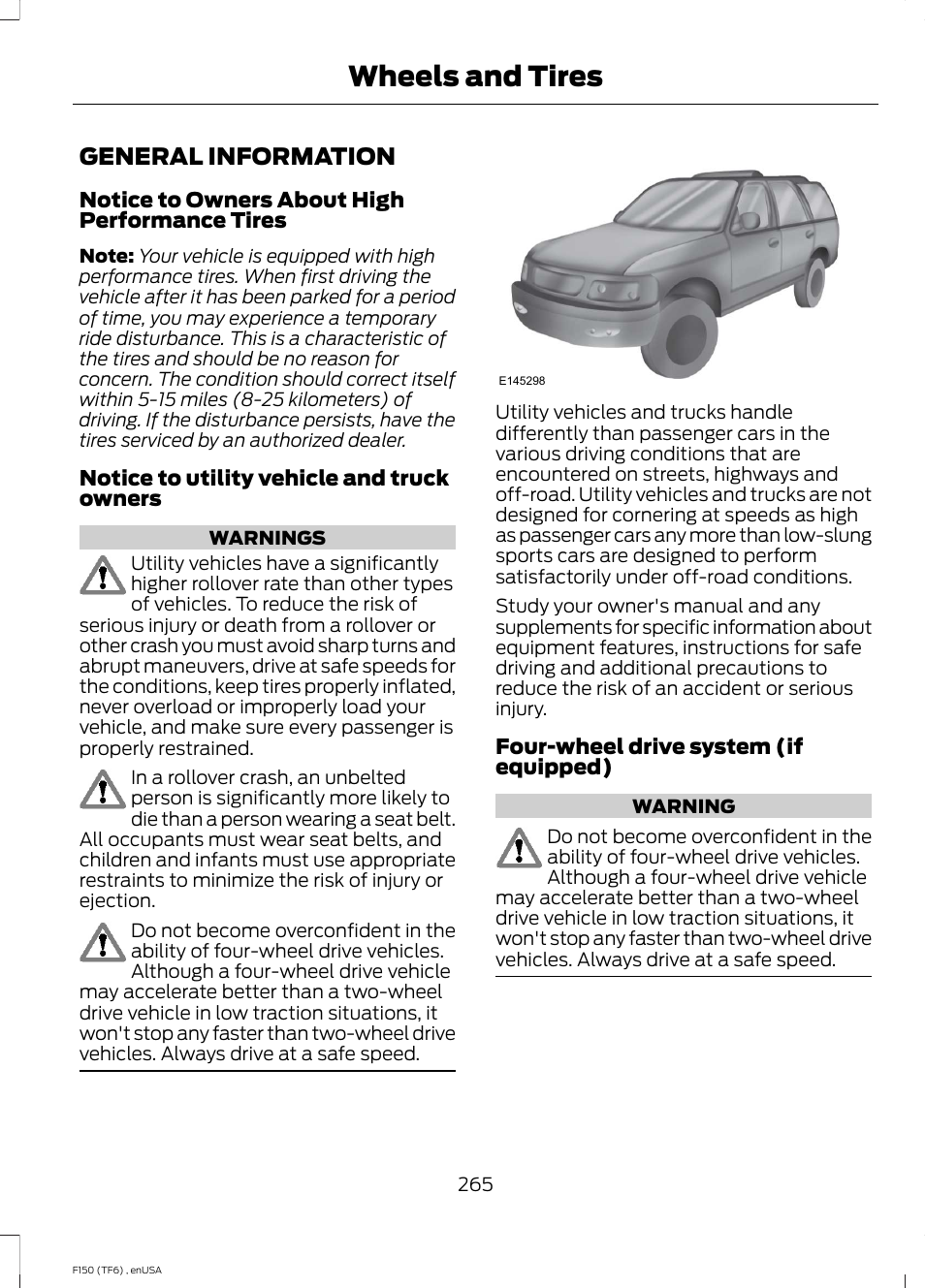 Wheels and tires, General information | FORD 2014 F-150 Raptor v.2 User Manual | Page 268 / 470