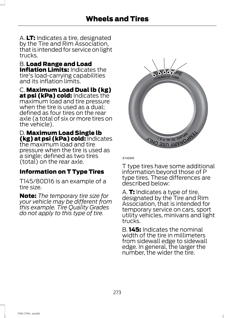 Wheels and tires | FORD 2014 F-150 Raptor v.2 User Manual | Page 276 / 470