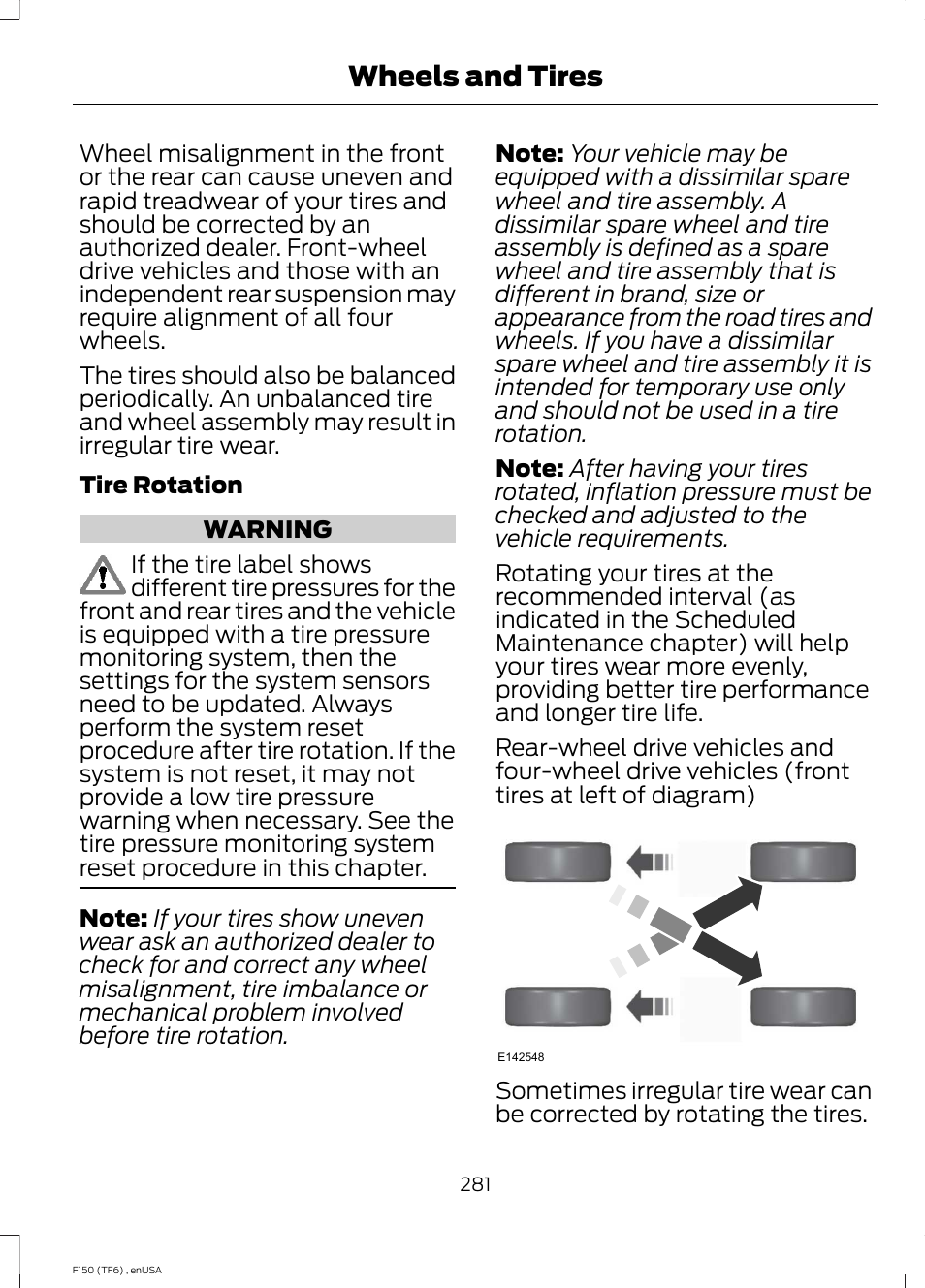 Wheels and tires | FORD 2014 F-150 Raptor v.2 User Manual | Page 284 / 470