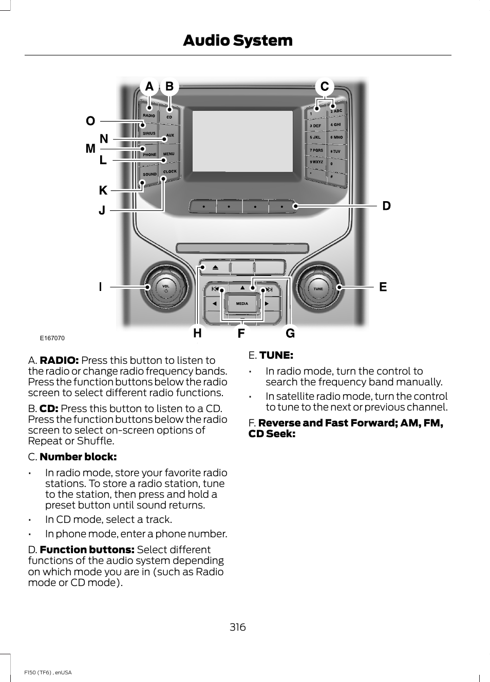 Audio system | FORD 2014 F-150 Raptor v.2 User Manual | Page 319 / 470