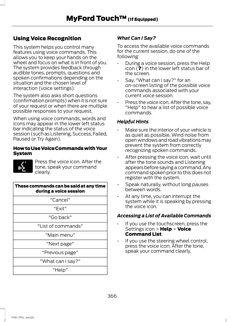 Myford touch | FORD 2014 F-150 Raptor v.2 User Manual | Page 369 / 470