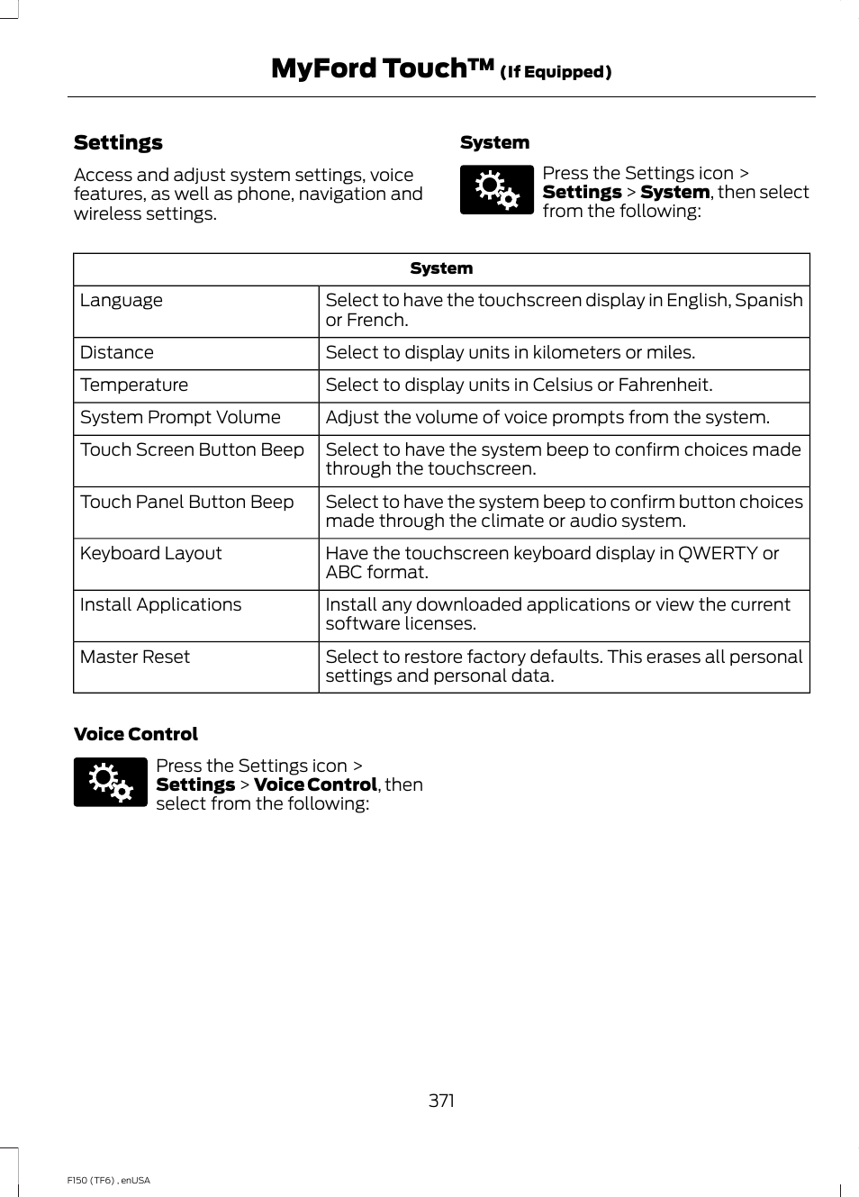 Myford touch | FORD 2014 F-150 Raptor v.2 User Manual | Page 374 / 470