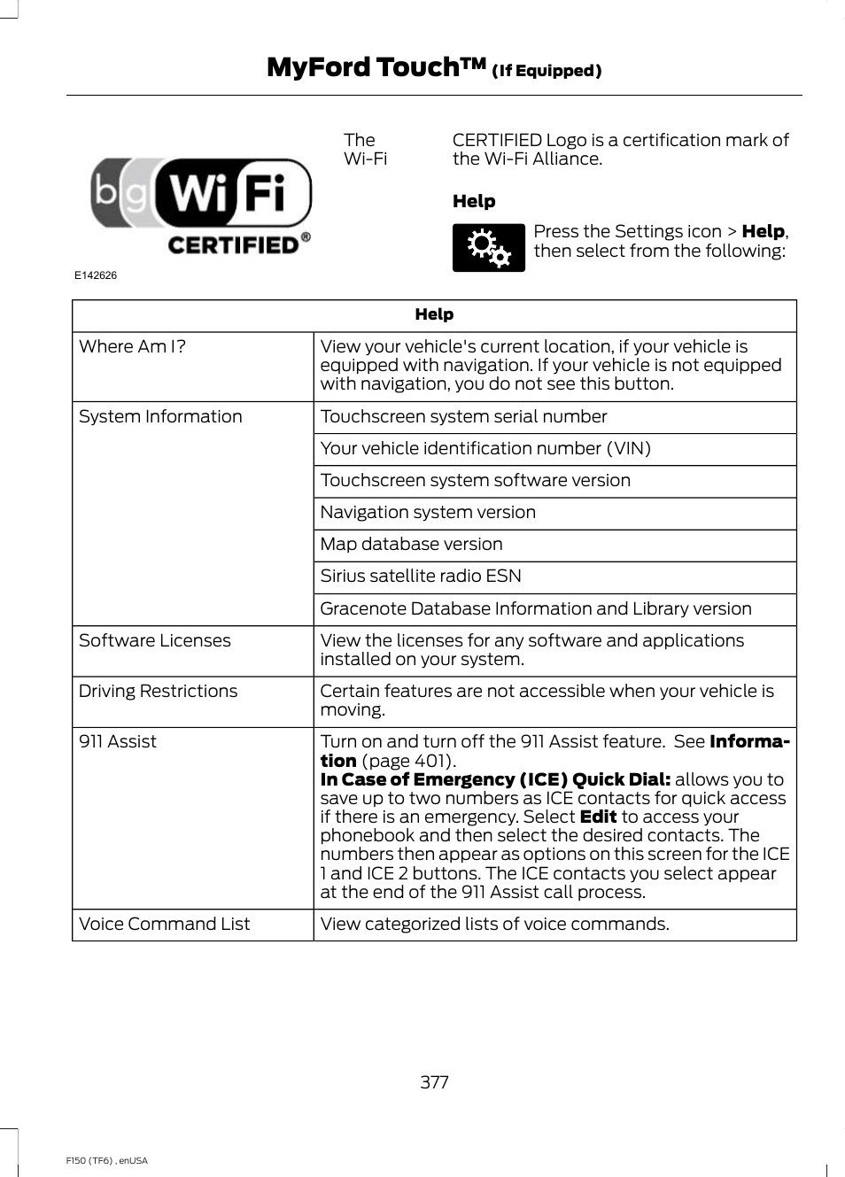Myford touch | FORD 2014 F-150 Raptor v.2 User Manual | Page 380 / 470