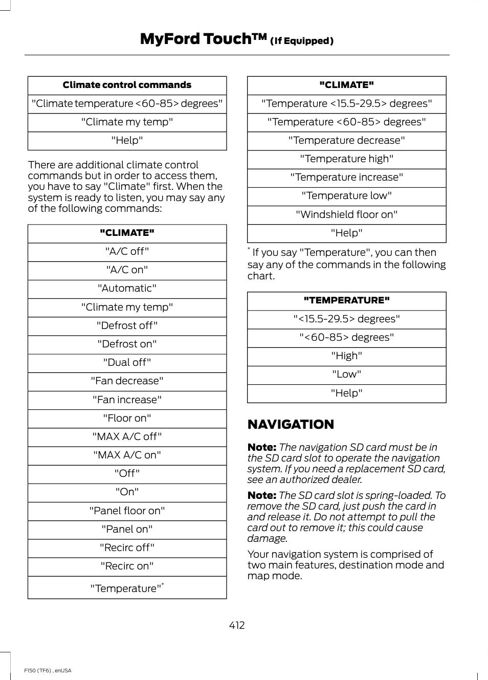 Navigation, Myford touch | FORD 2014 F-150 Raptor v.2 User Manual | Page 415 / 470