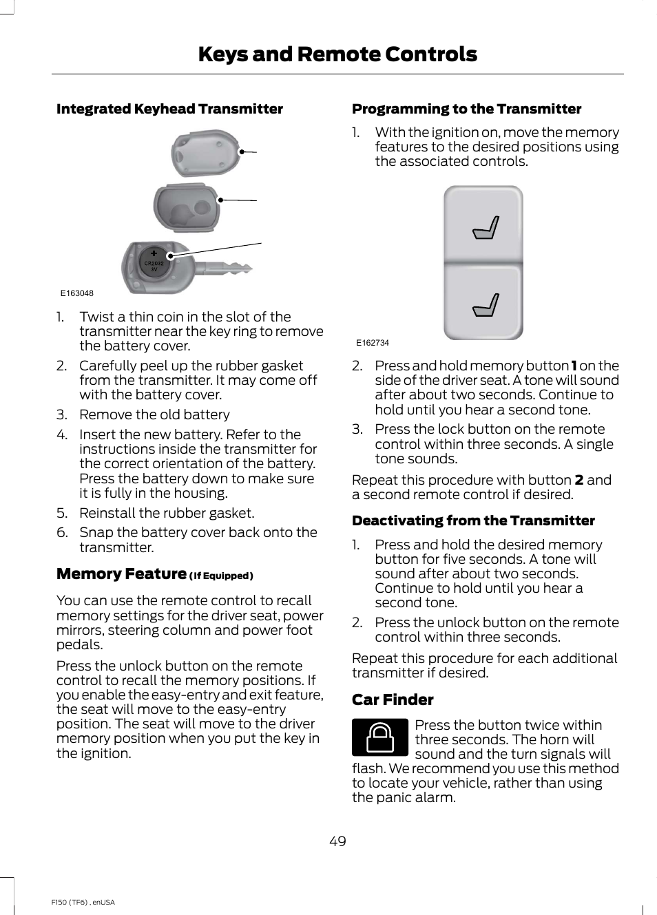 Keys and remote controls | FORD 2014 F-150 Raptor v.2 User Manual | Page 52 / 470