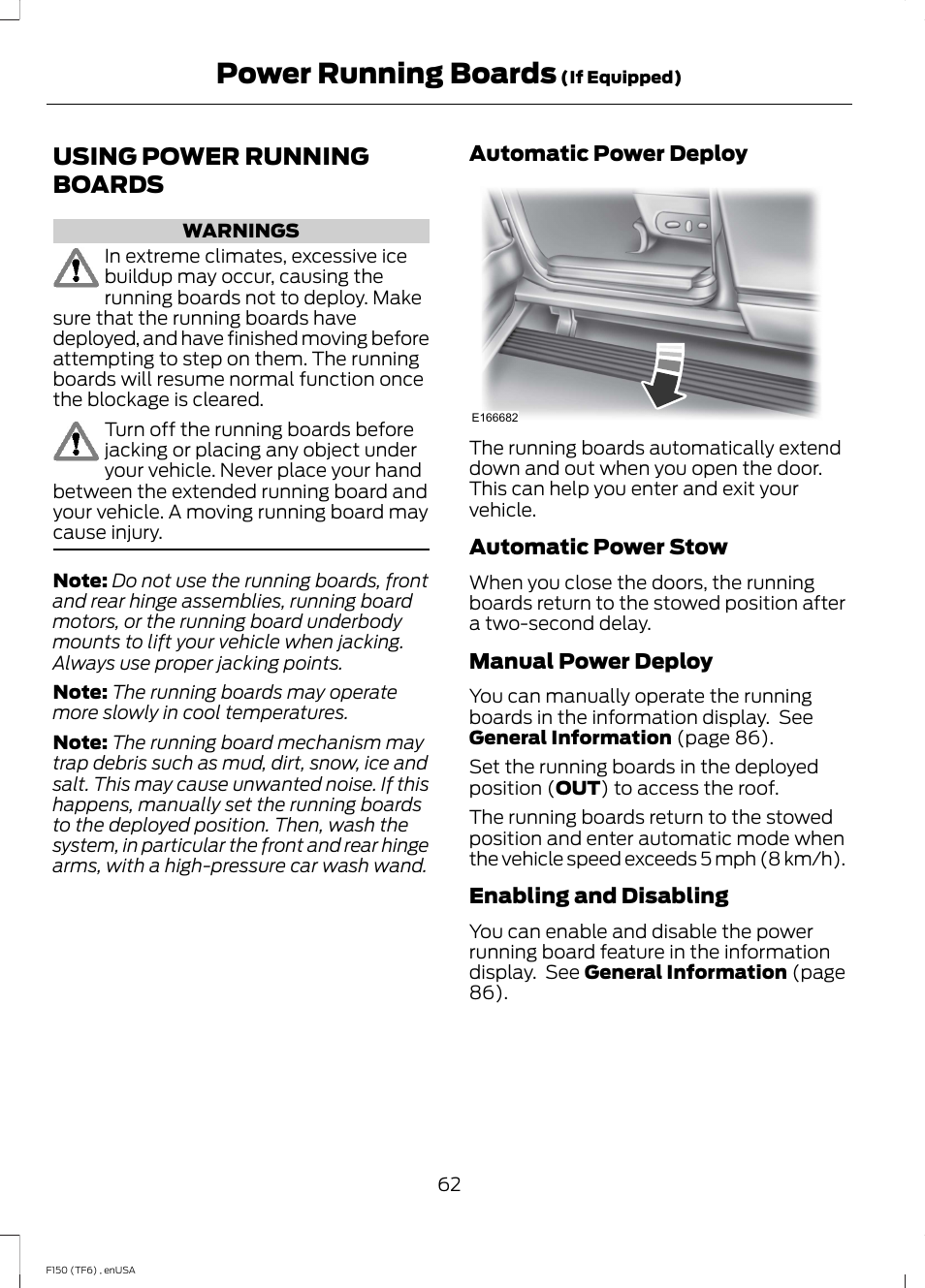 Power running boards, Using power running boards | FORD 2014 F-150 Raptor v.2 User Manual | Page 65 / 470