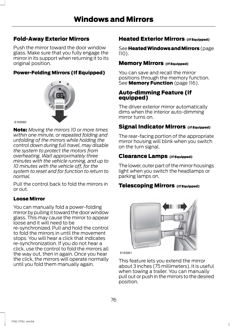 Windows and mirrors | FORD 2014 F-150 Raptor v.2 User Manual | Page 79 / 470