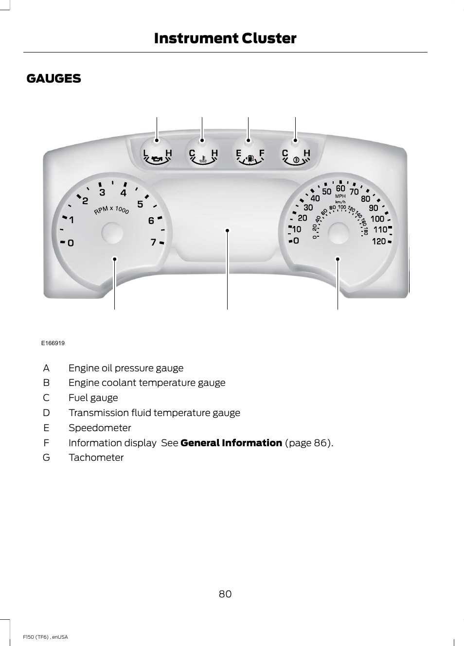 Instrument cluster, Gauges | FORD 2014 F-150 Raptor v.2 User Manual | Page 83 / 470