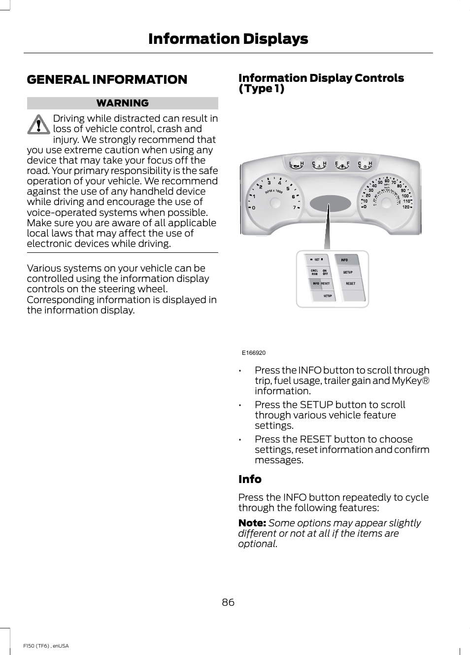 Information displays, General information | FORD 2014 F-150 Raptor v.2 User Manual | Page 89 / 470