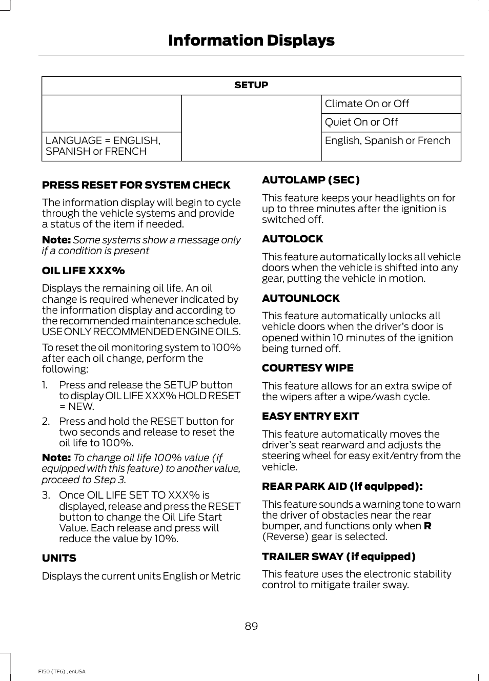 Information displays | FORD 2014 F-150 Raptor v.2 User Manual | Page 92 / 470