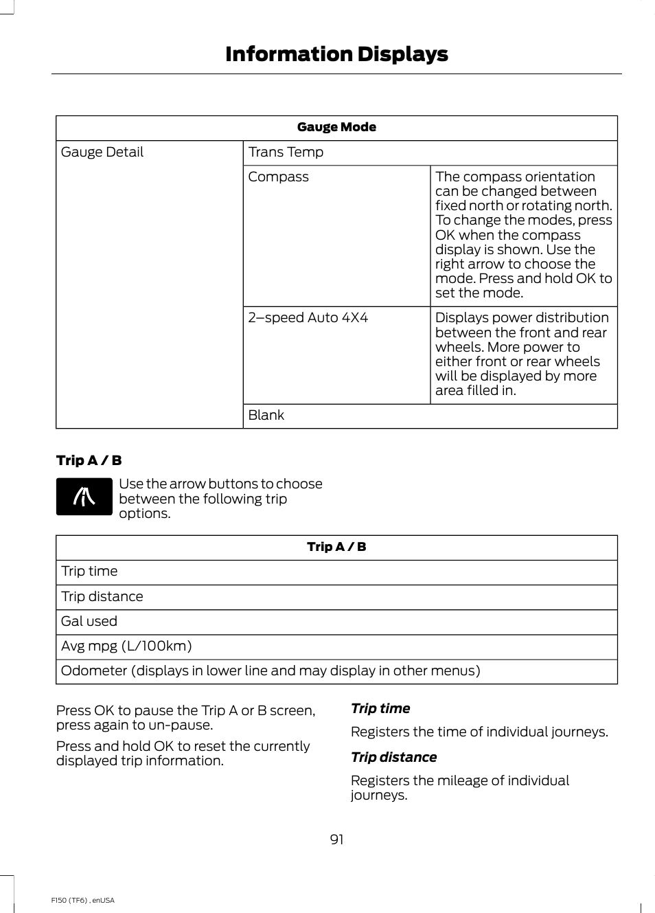 Information displays | FORD 2014 F-150 Raptor v.2 User Manual | Page 94 / 470