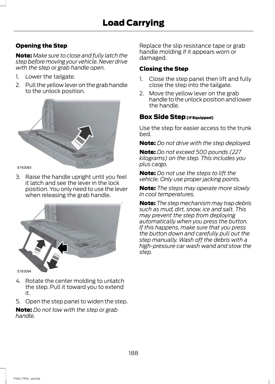 Load carrying | FORD 2014 F-150 Raptor v.3 User Manual | Page 191 / 472