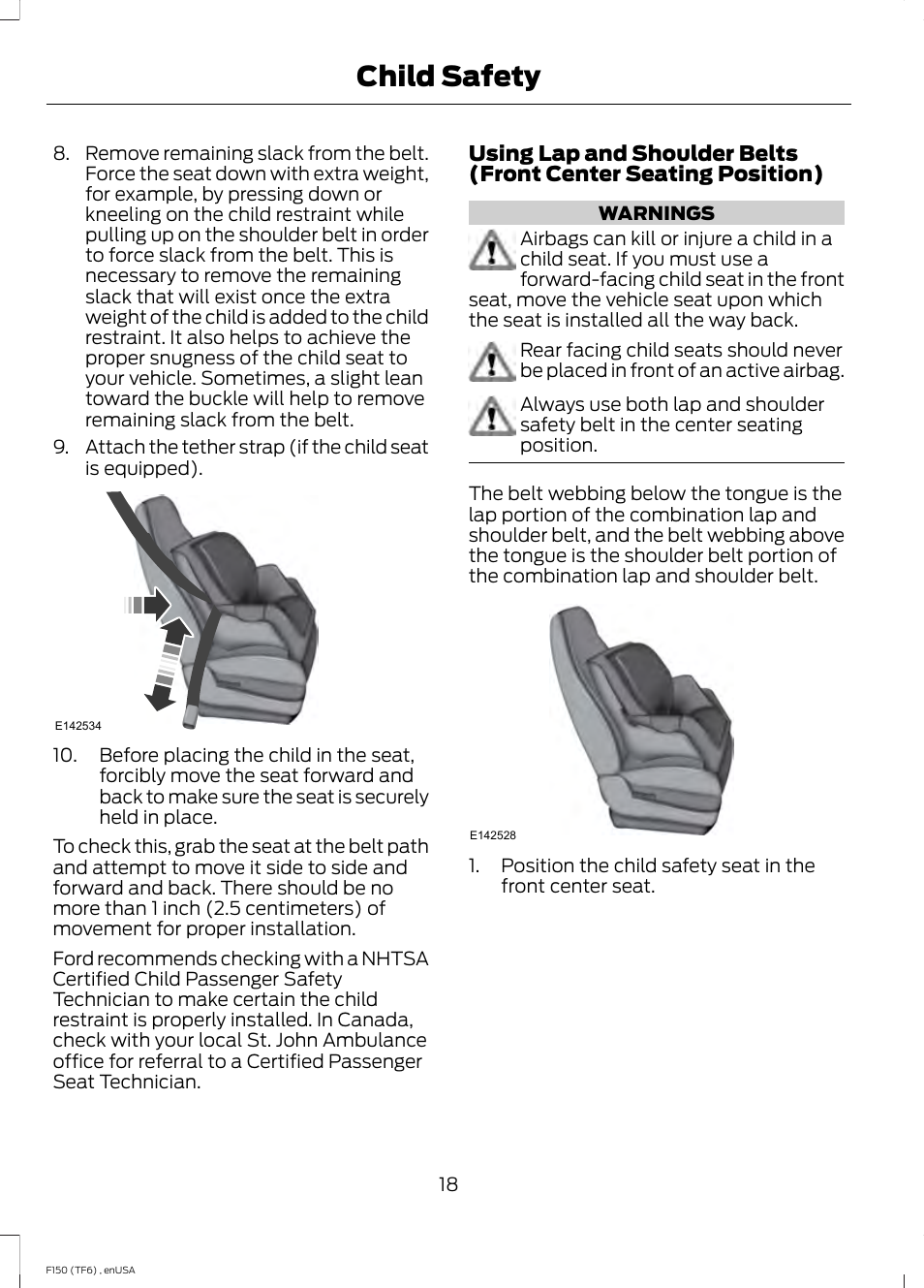 Child safety | FORD 2014 F-150 Raptor v.3 User Manual | Page 21 / 472