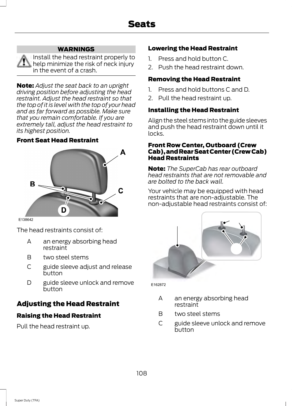 Seats, Ac b | FORD 2014 F-550 v.1 User Manual | Page 111 / 458