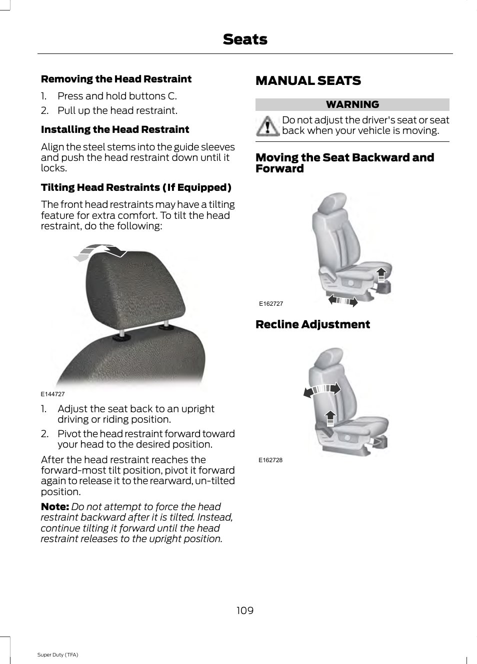 Manual seats, Seats | FORD 2014 F-550 v.1 User Manual | Page 112 / 458